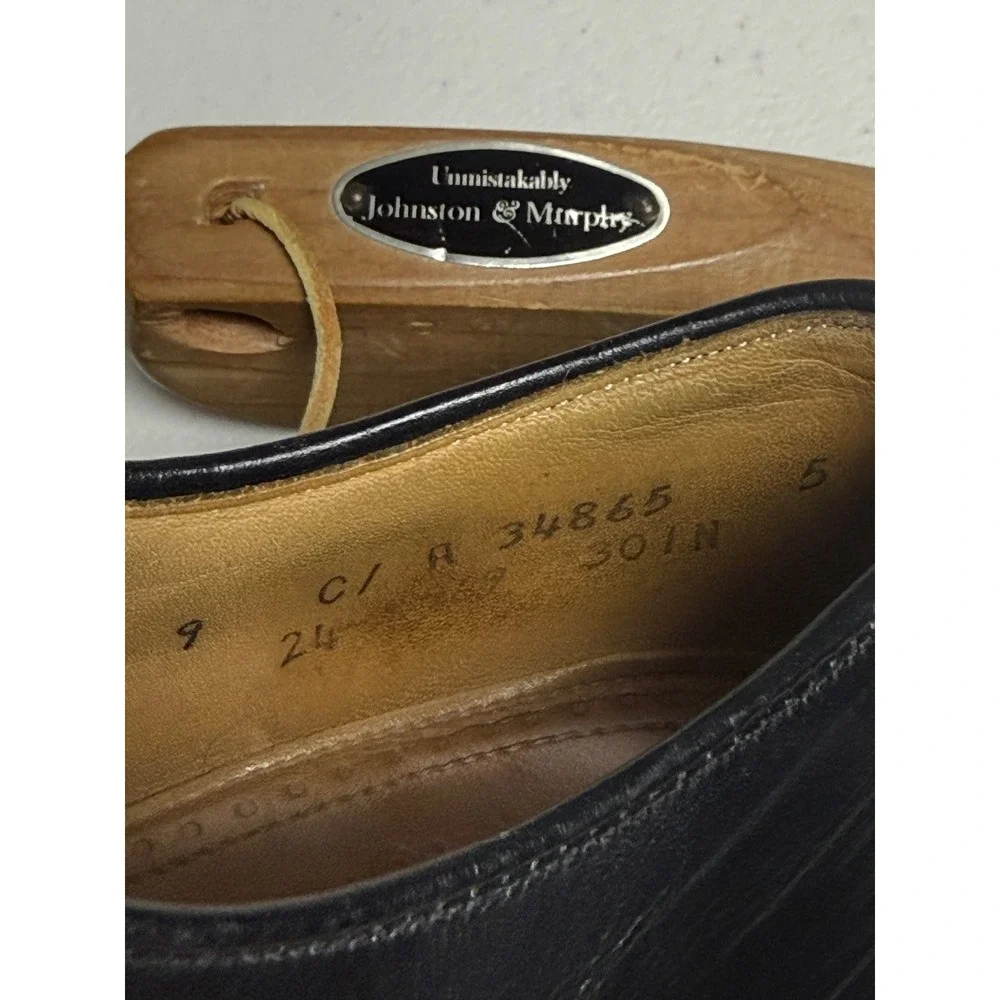 Johnston & Murphy Aristocraft Mens 9 N Black Leather Cap Toe Oxford Shoes USA